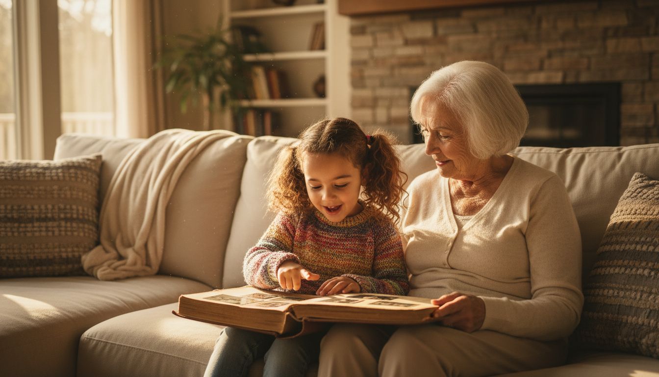 Family sharing stories together
